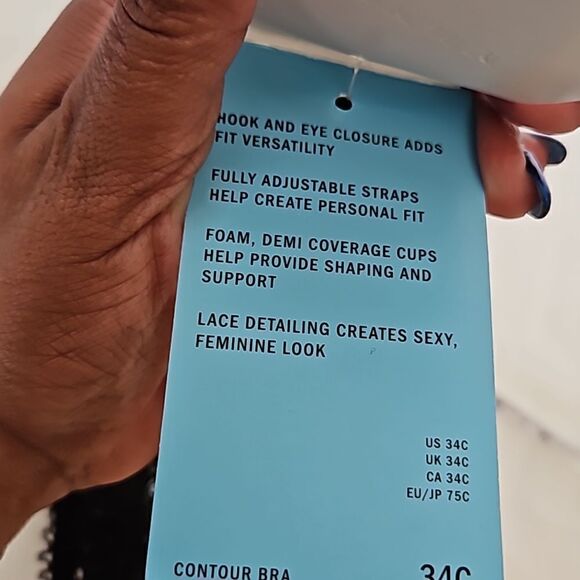 DKNY Women's Lace Lightly Padded Underwire Contour Bra 34C Black/ Cream - Picture 10 of 16